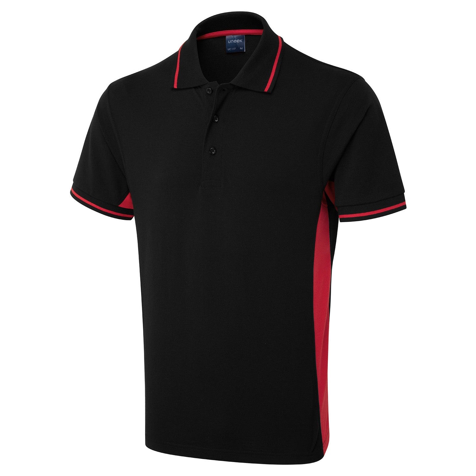Uneek Two Tone Polo Shirt - Black/Red Black/Red