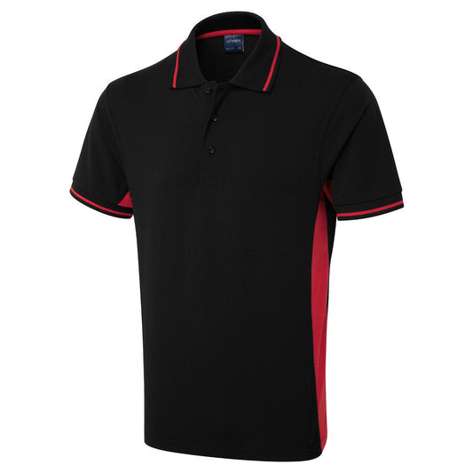 Uneek Two Tone Polo Shirt - Black/Red Black/Red