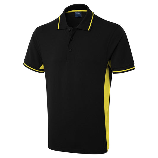 Uneek Two Tone Polo Shirt - Black/Yellow Black/Yellow