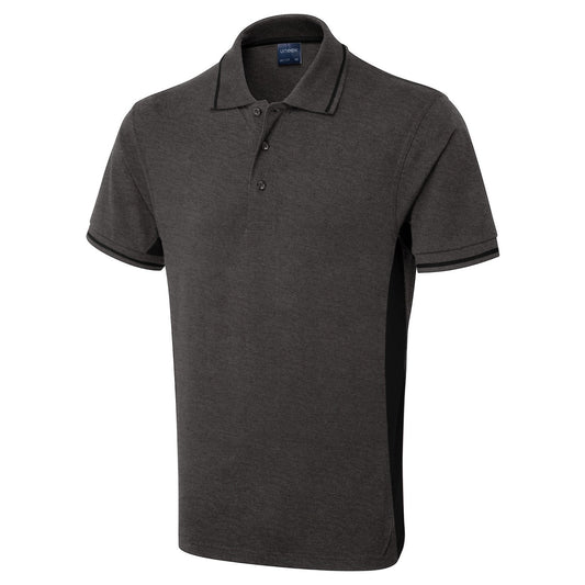 Uneek Two Tone Polo Shirt - Charcoal/Black Charcoal/Black