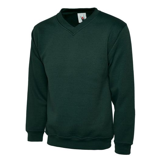 Uneek Classic V-Neck Sweatshirt - Bottle Green Bottle Green