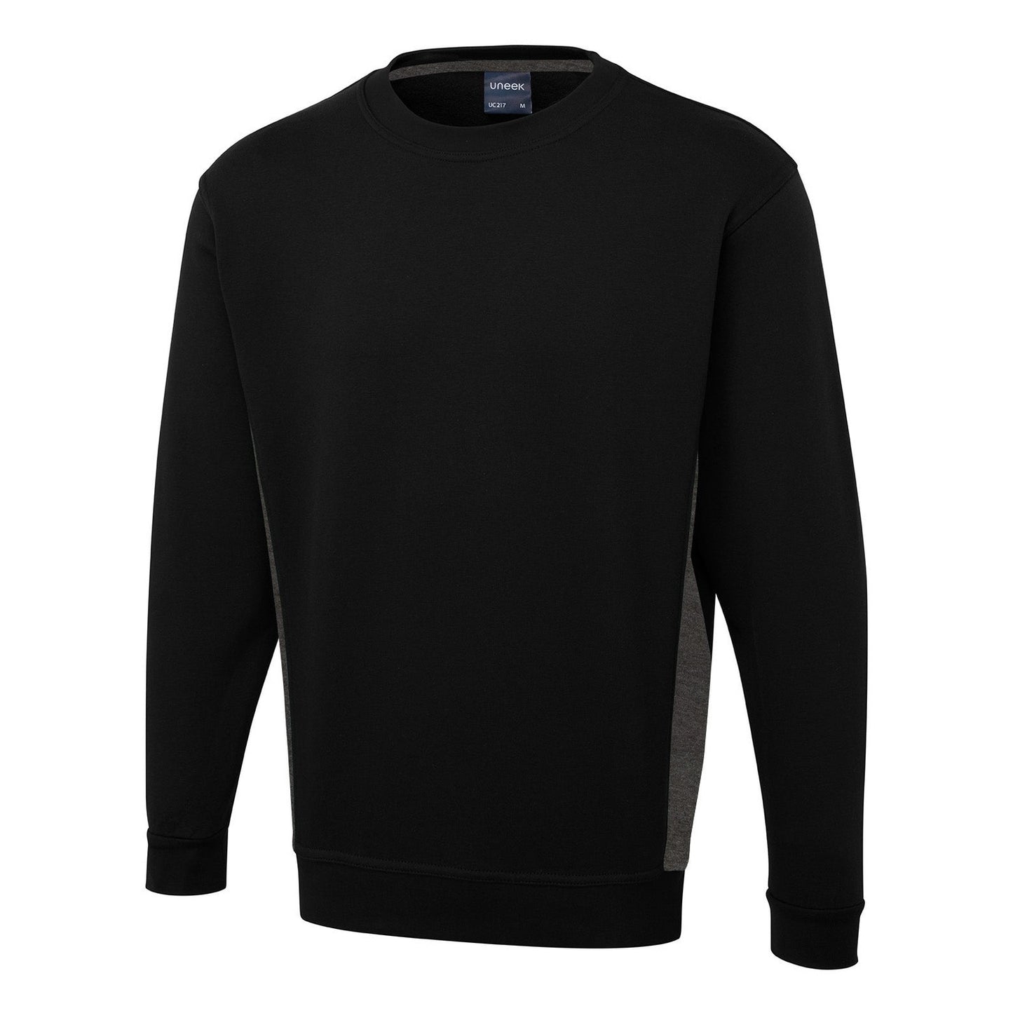 Uneek Two Tone Crew Neck Sweatshirt - Black/Charcoal Black/Charcoal