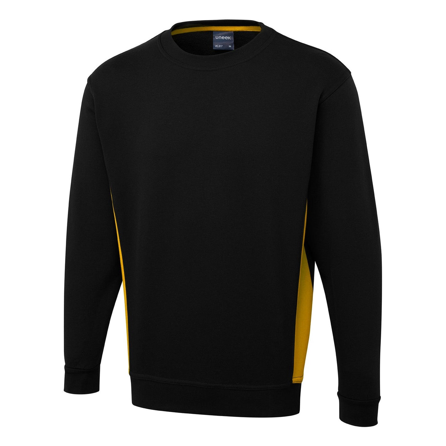 Uneek Two Tone Crew Neck Sweatshirt - Black/Yellow Black/Yellow