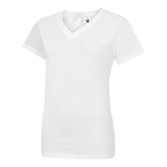 Uneek Ladies Classic V-Neck T-Shirt - White White