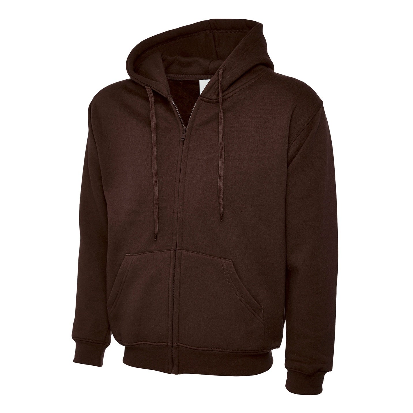 Uneek Adults Classic Full Zip Hooded Sweatshirt - Brown Brown
