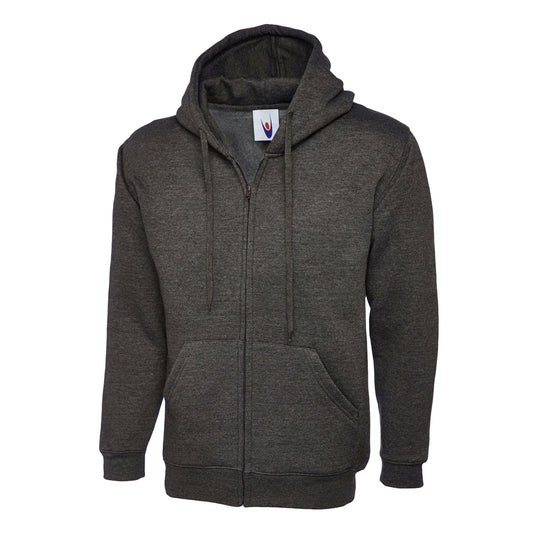 Uneek Adults Classic Full Zip Hooded Sweatshirt - Charcoal Charcoal