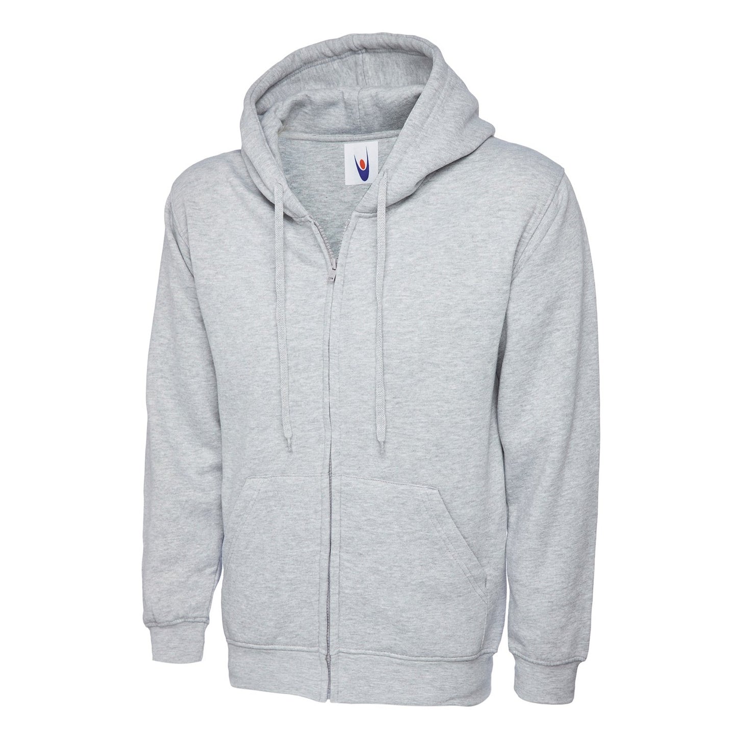 Uneek Adults Classic Full Zip Hooded Sweatshirt - Heather Grey Heather Grey