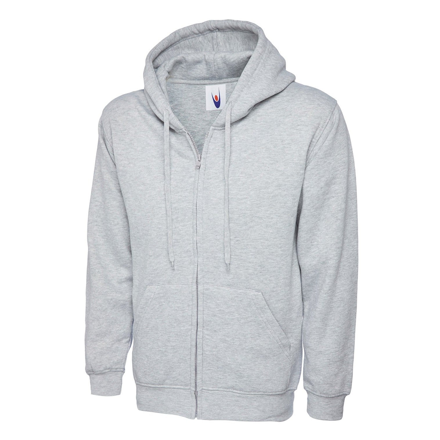 Uneek Adults Classic Full Zip Hooded Sweatshirt - Heather Grey Heather Grey