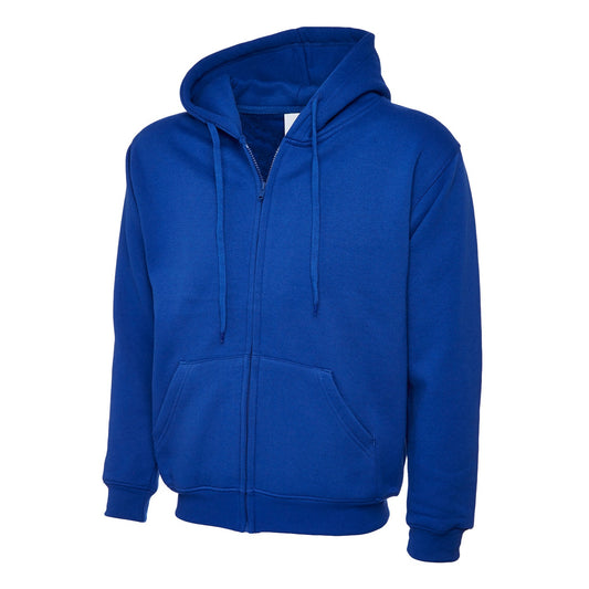 Uneek Adults Classic Full Zip Hooded Sweatshirt - Royal Royal