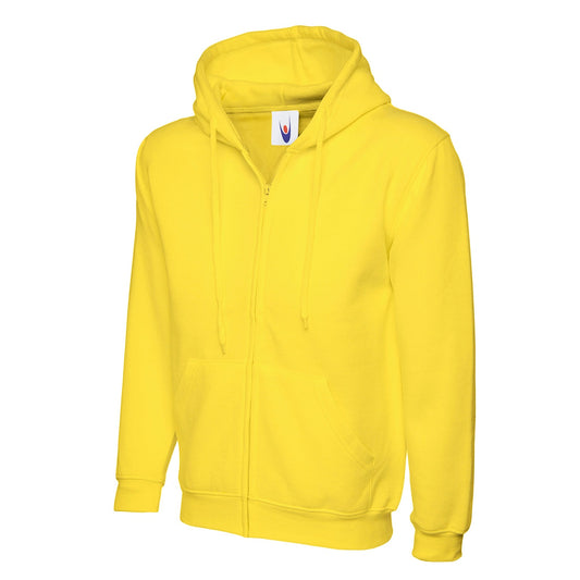 Uneek Adults Classic Full Zip Hooded Sweatshirt - Yellow Yellow