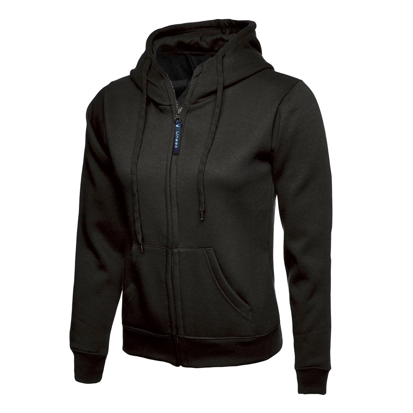 Uneek Ladies Classic Full Zip Hooded Sweatshirt - Black Black