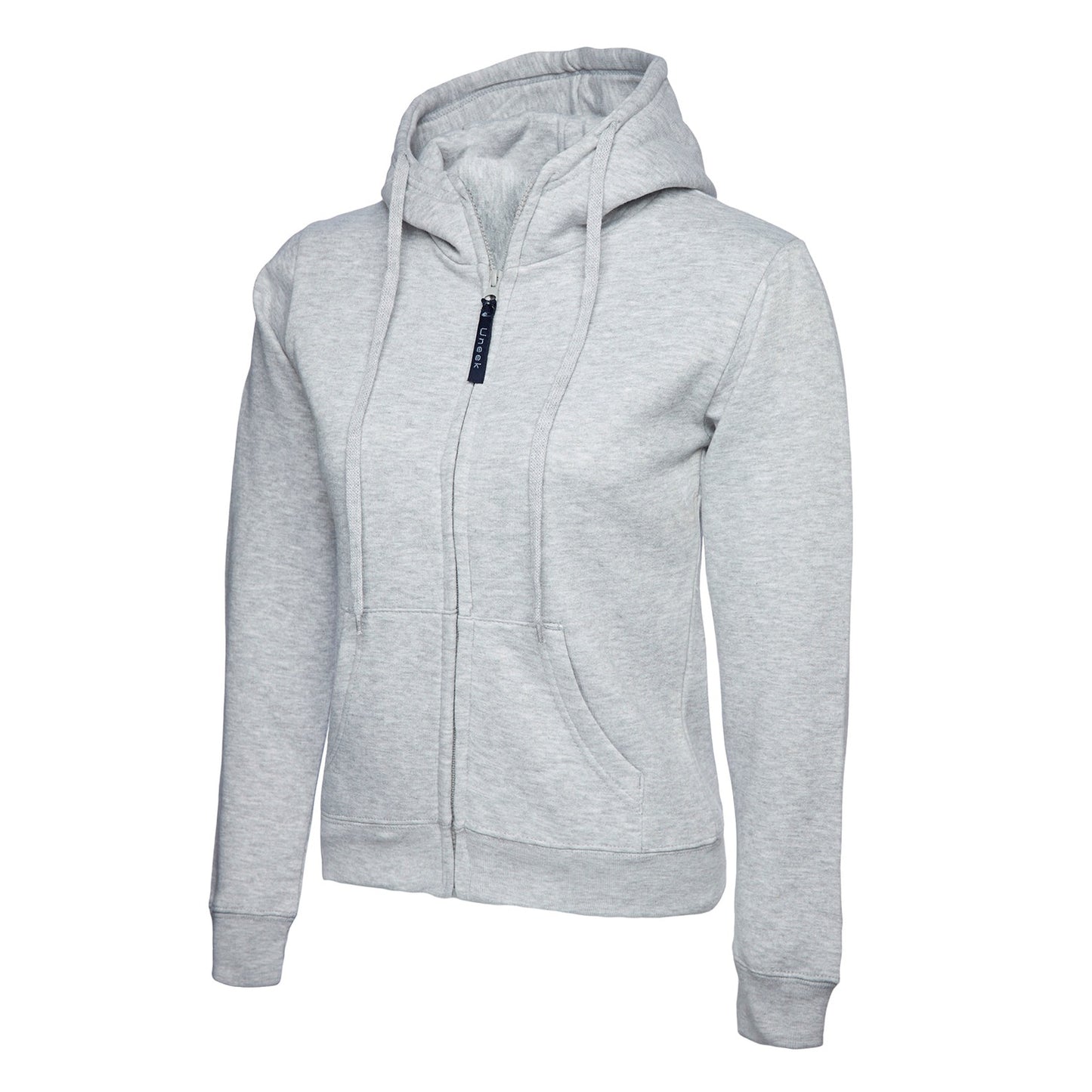Uneek Ladies Classic Full Zip Hooded Sweatshirt - Heather Grey Heather Grey