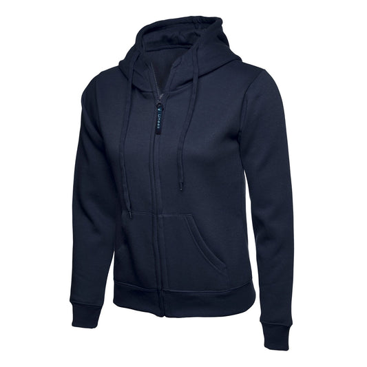 Uneek Ladies Classic Full Zip Hooded Sweatshirt - Navy Navy