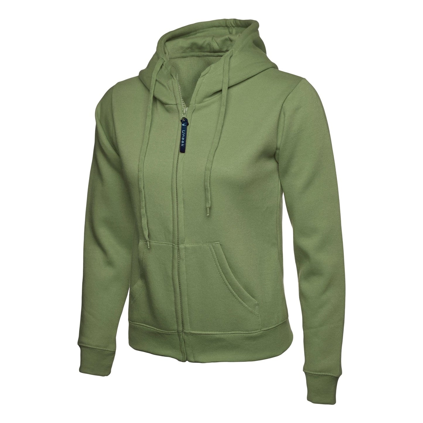 Uneek Ladies Classic Full Zip Hooded Sweatshirt - Olive Olive