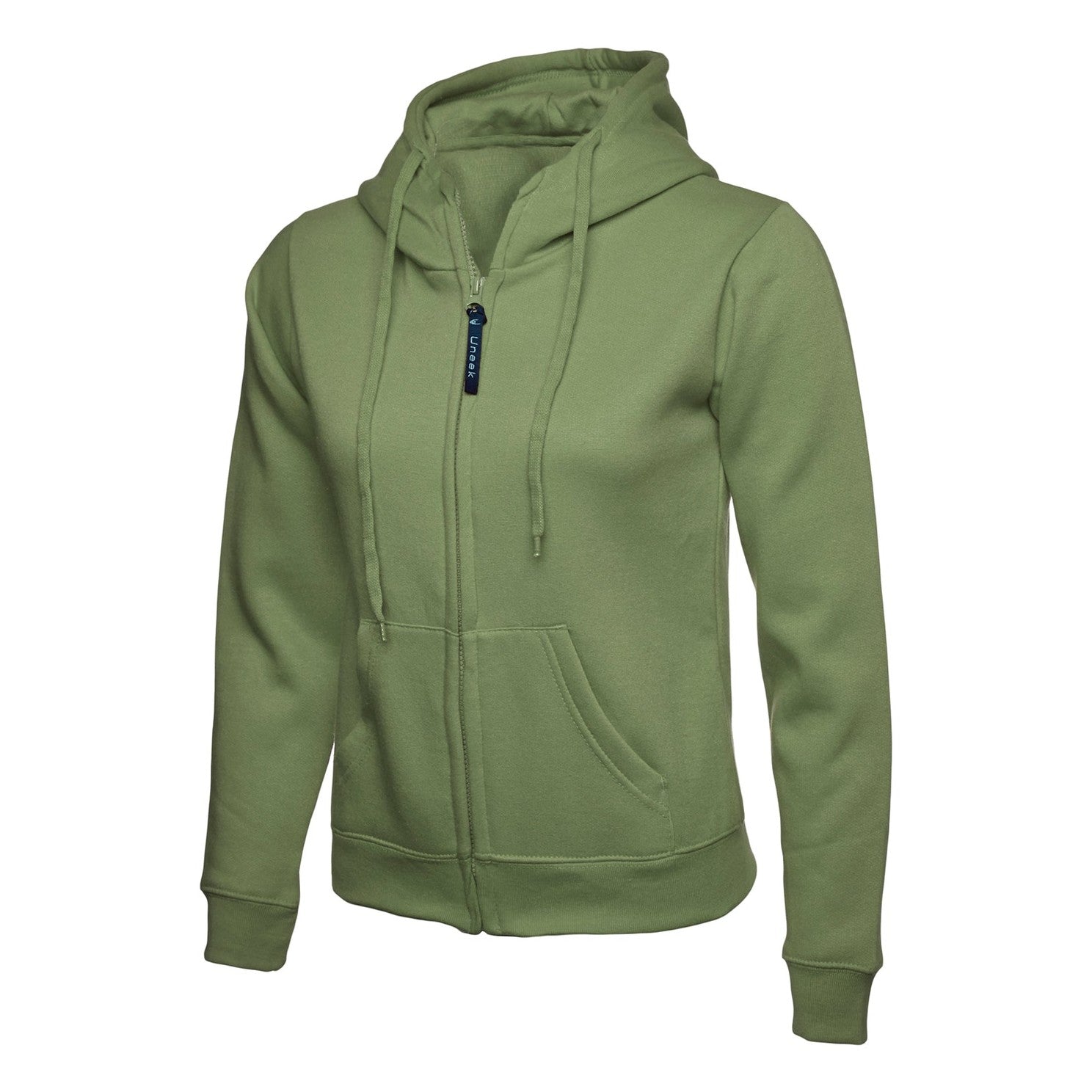 Uneek Ladies Classic Full Zip Hooded Sweatshirt - Olive Olive