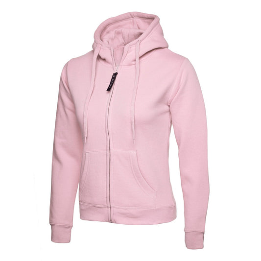 Uneek Ladies Classic Full Zip Hooded Sweatshirt - Pink Pink