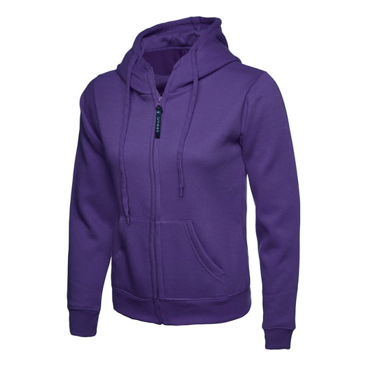Uneek Ladies Classic Full Zip Hooded Sweatshirt - Purple Purple