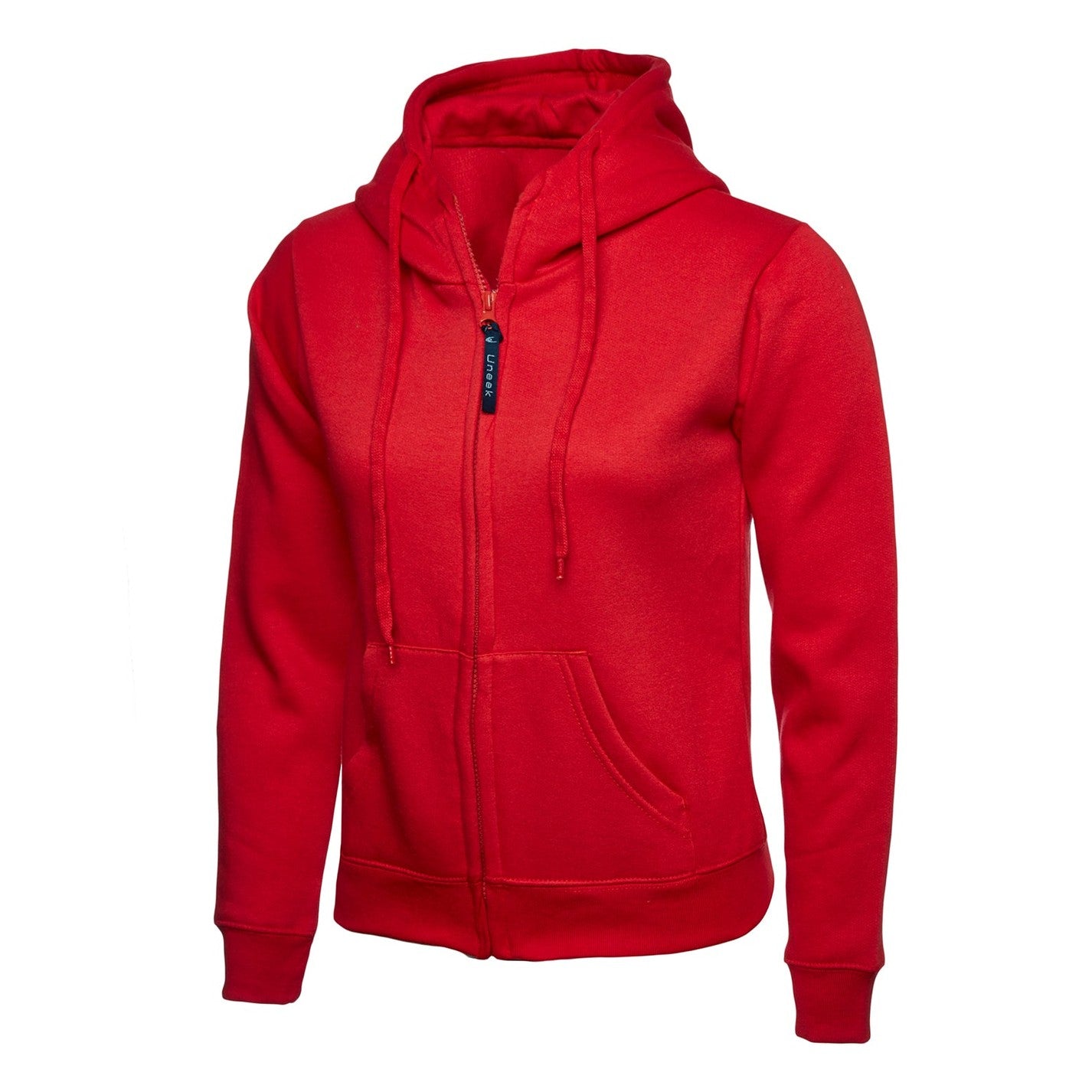 Uneek Ladies Classic Full Zip Hooded Sweatshirt - Red Red
