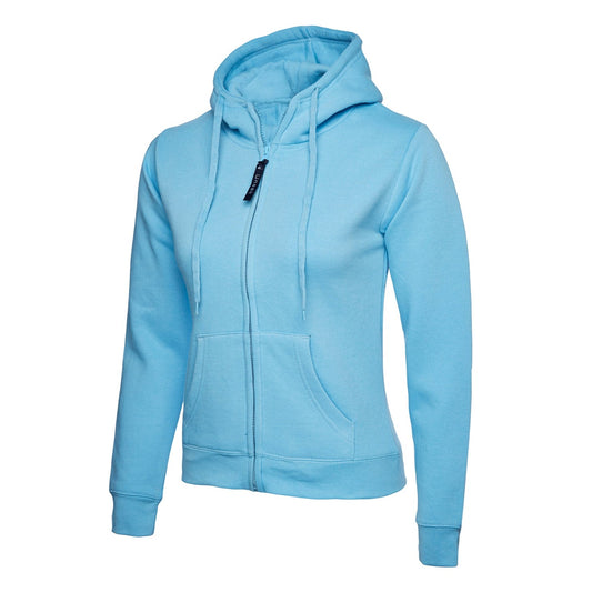 Uneek Ladies Classic Full Zip Hooded Sweatshirt - Sky Sky