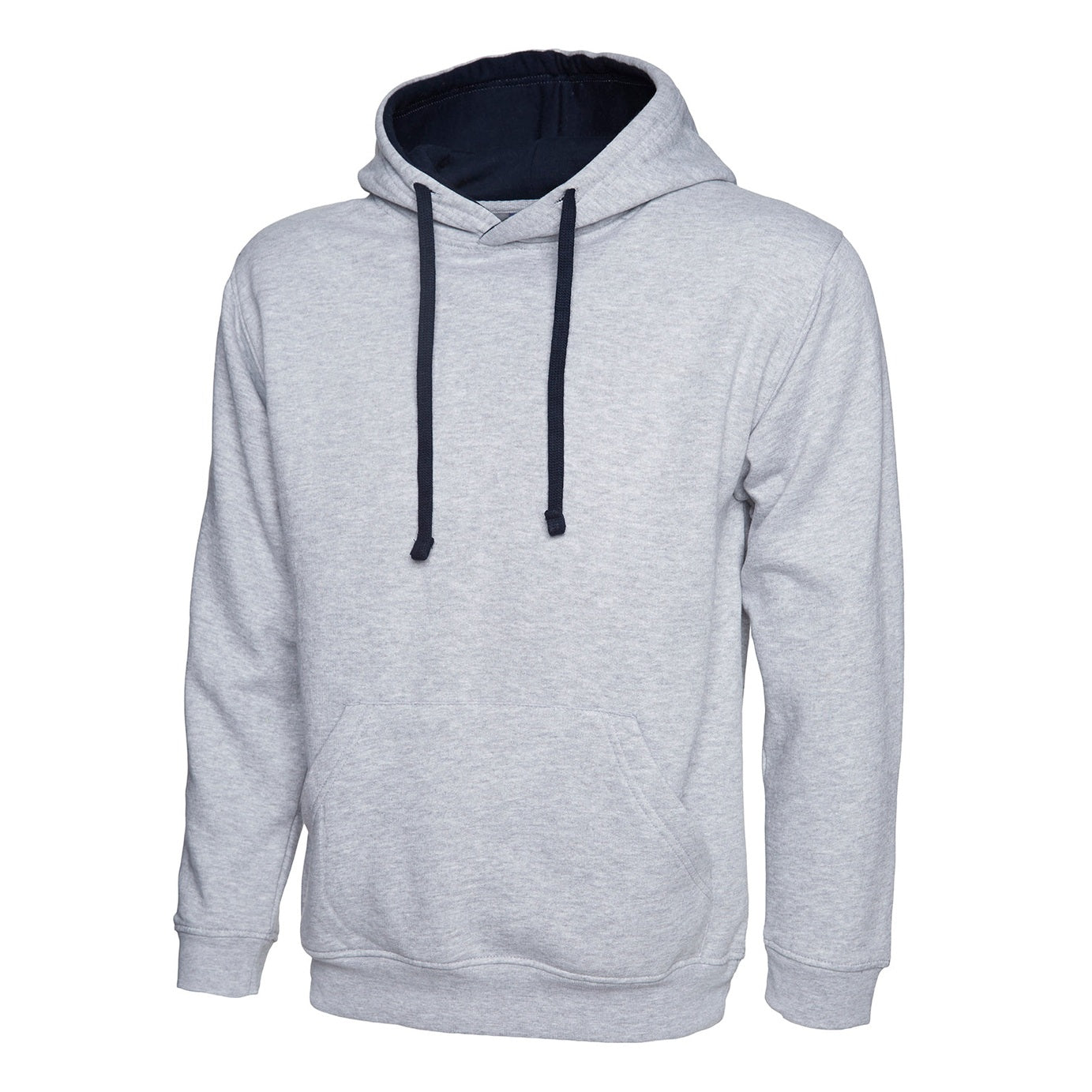 Uneek Contrast Hooded Sweatshirt  - Heather Grey/Navy Heather Grey/Navy