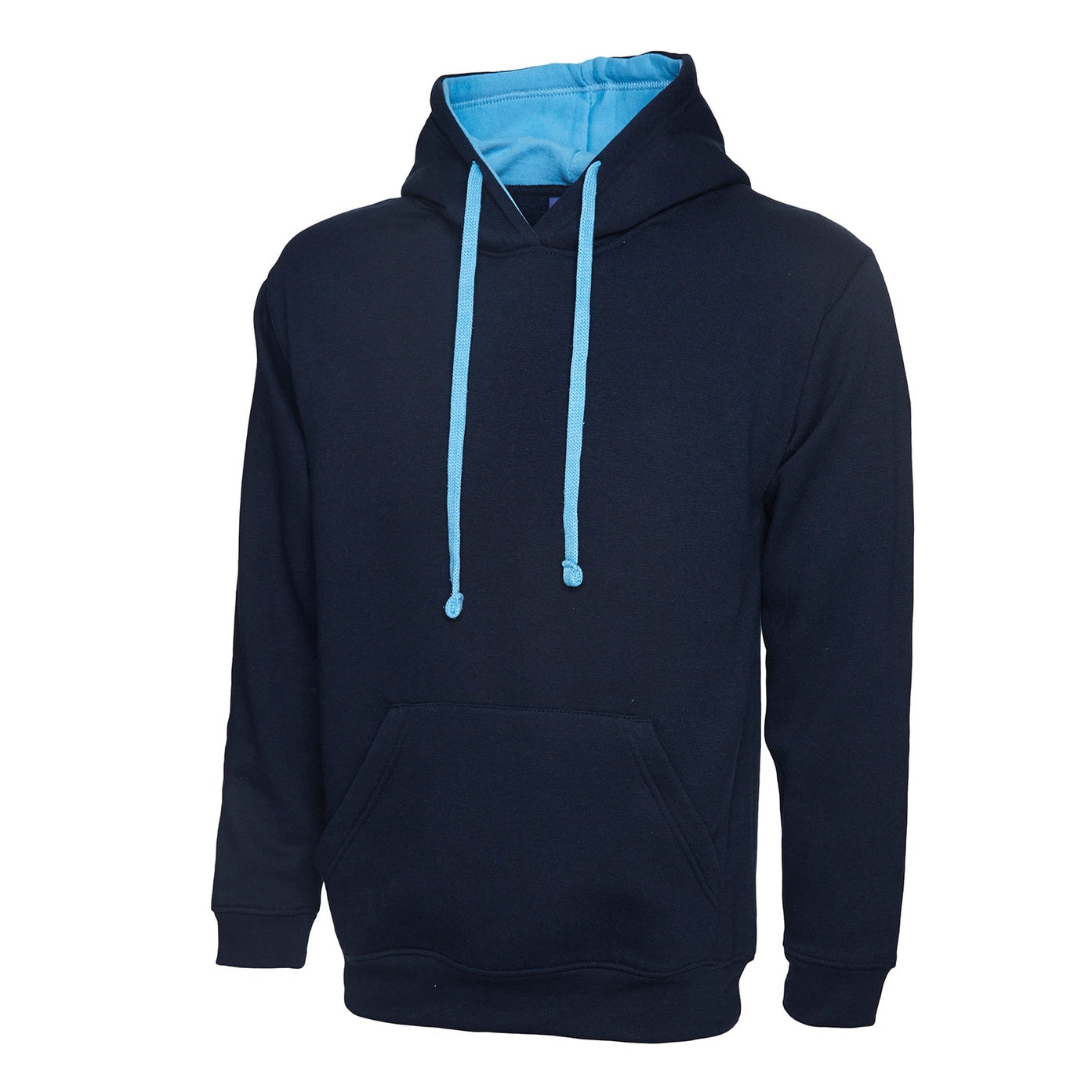 Uneek Contrast Hooded Sweatshirt  - Navy/Sky Navy/Sky