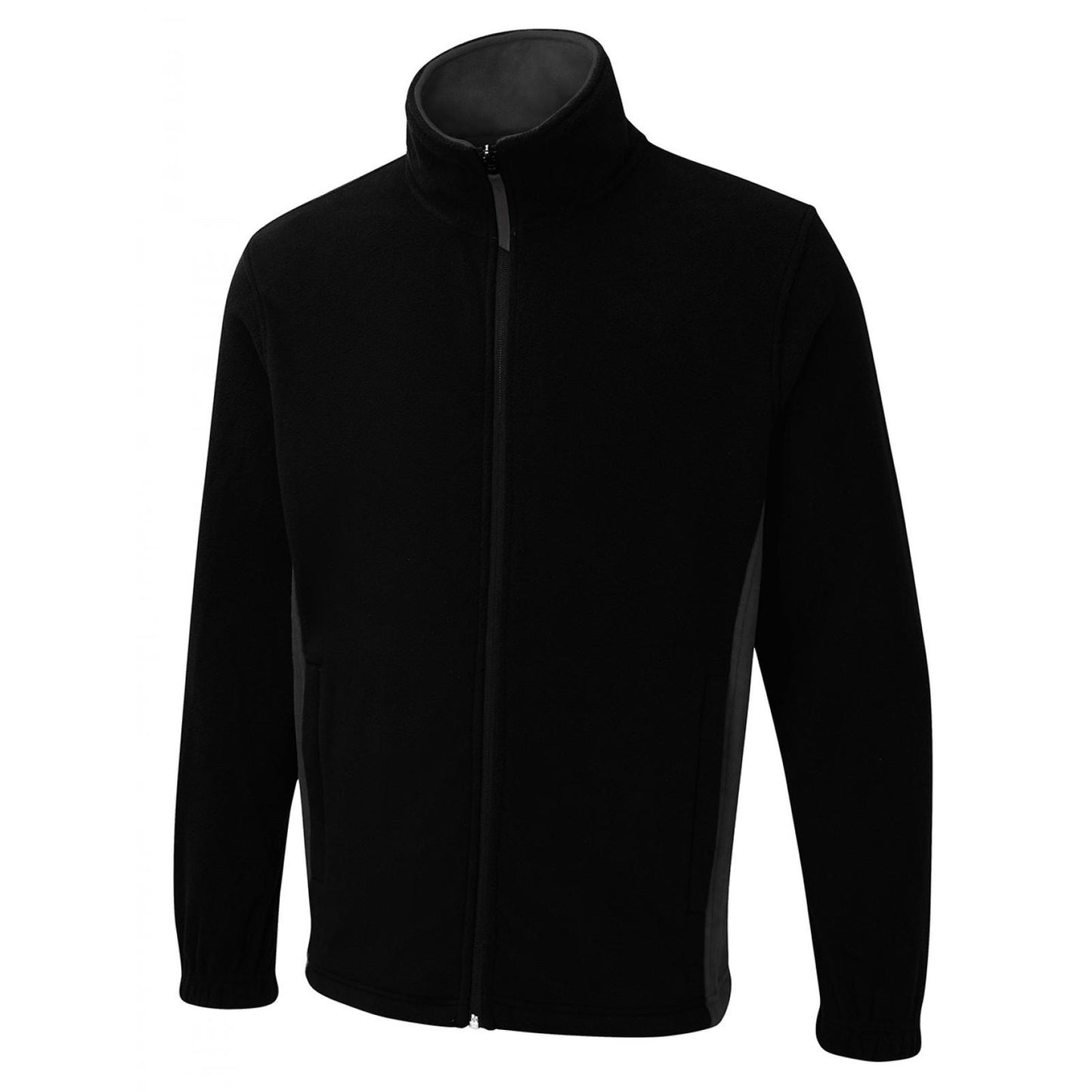 Uneek Two Tone Full Zip Fleece Jacket - Black/Charcoal Black/Charcoal