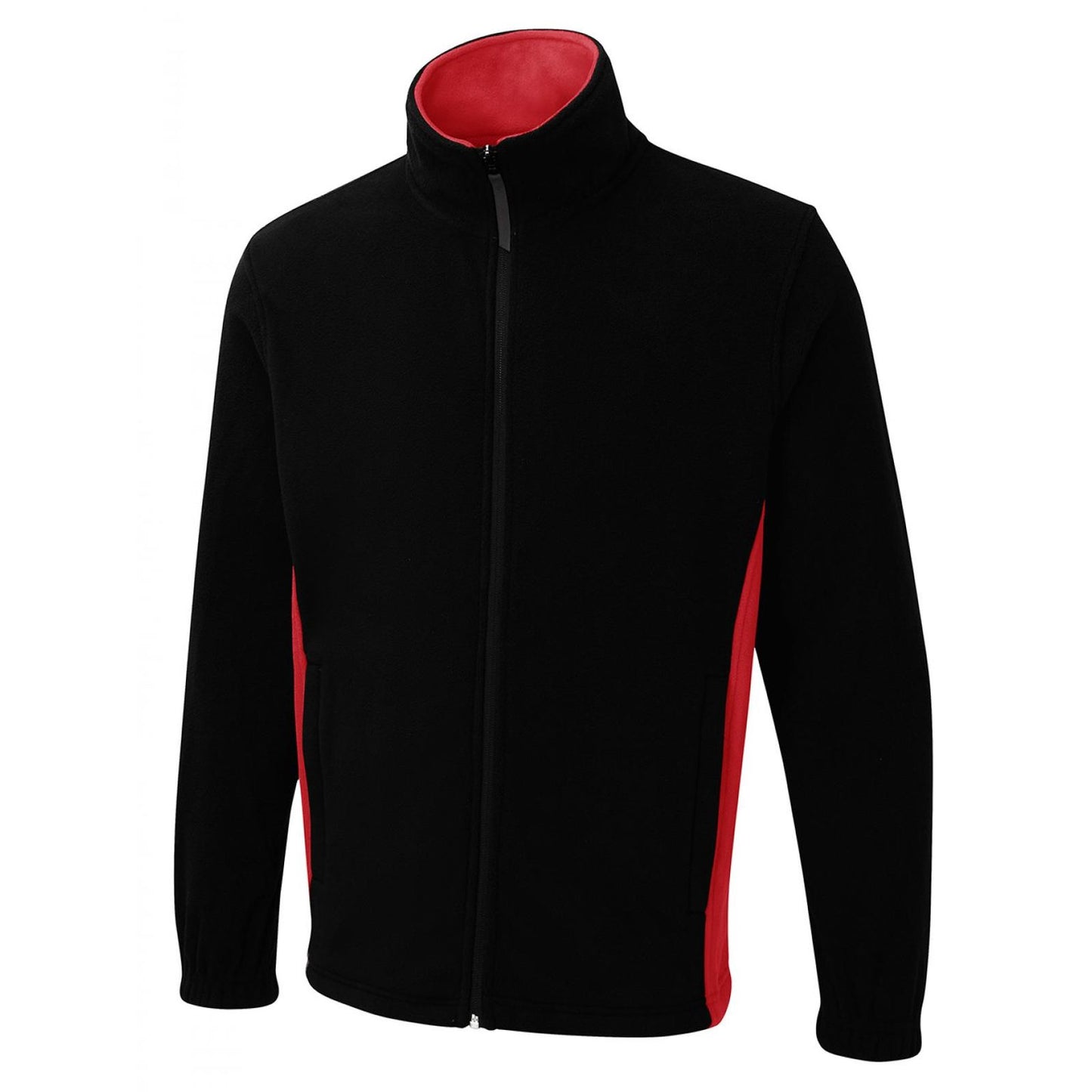 Uneek Two Tone Full Zip Fleece Jacket - Black/Red Black/Red