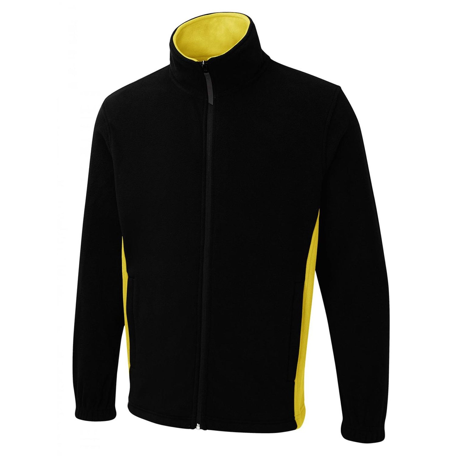 Uneek Two Tone Full Zip Fleece Jacket - Black/Yellow Black/Yellow