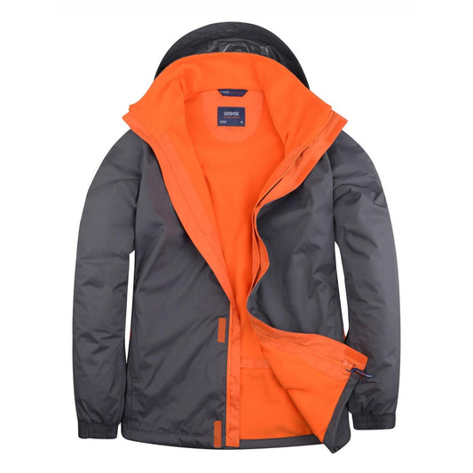 Uneek Deluxe Outdoor Jacket - Deep Grey/Fiery Orange Deep Grey/Fiery Orange