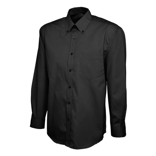 Uneek Mens Pinpoint Oxford Full Sleeve Shirt - Black Black