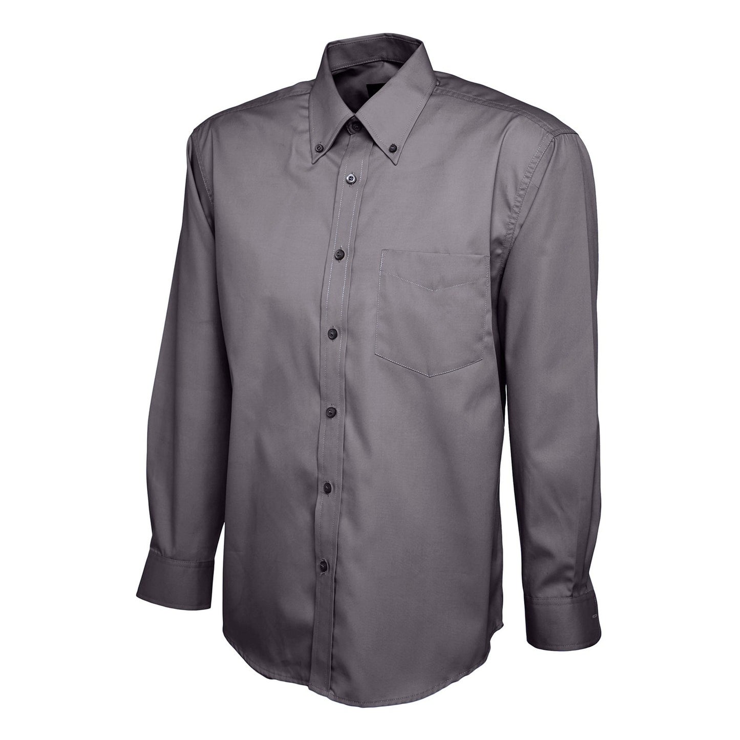 Uneek Mens Pinpoint Oxford Full Sleeve Shirt - Charcoal Charcoal