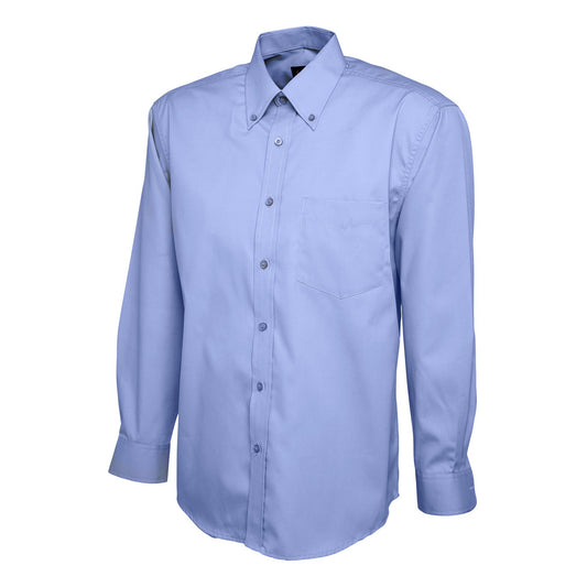 Uneek Mens Pinpoint Oxford Full Sleeve Shirt - Mid Blue Mid Blue