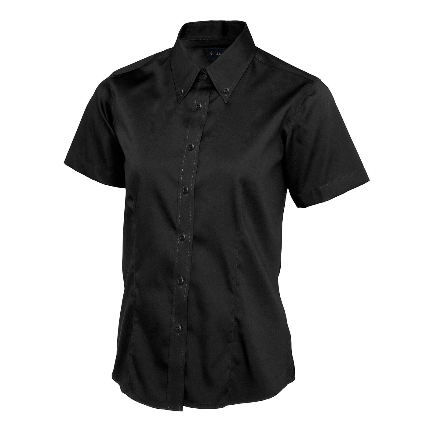 Uneek Ladies Pinpoint Oxford Half Sleeve Shirt - Black Black