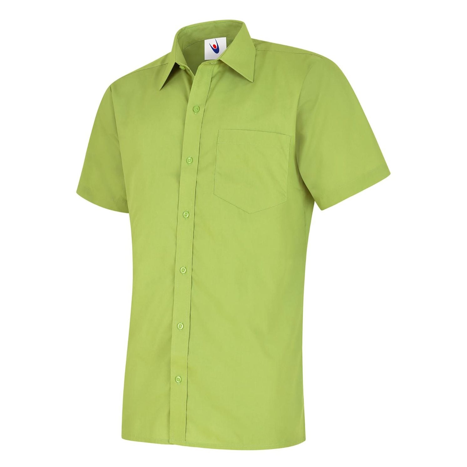 Uneek Mens Poplin Half Sleeve Shirt - Lime Lime