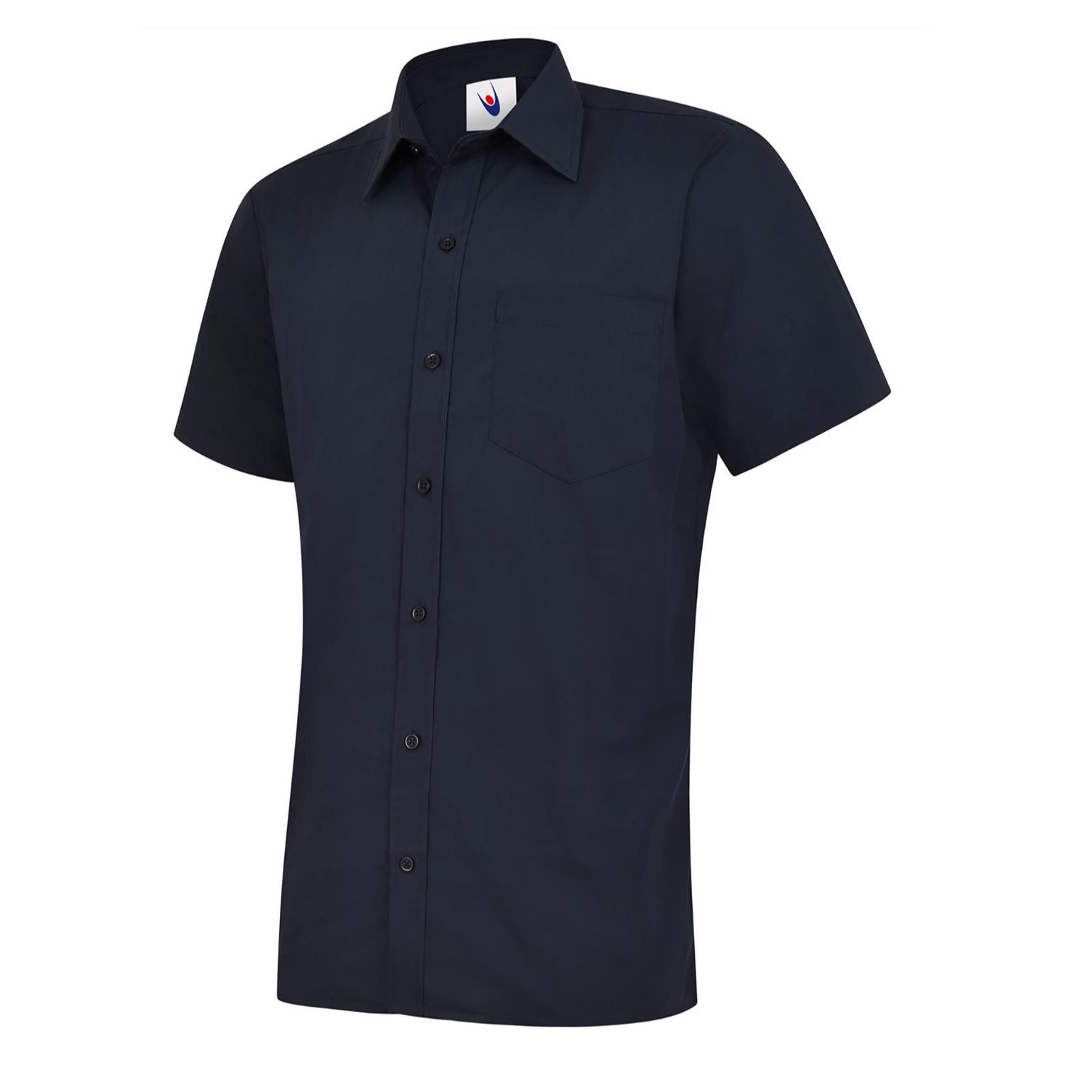 Uneek Mens Poplin Half Sleeve Shirt - Navy Navy