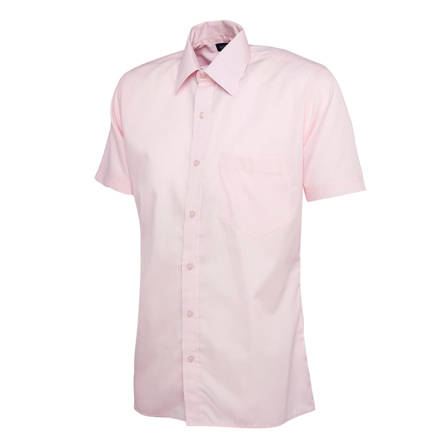 Uneek Mens Poplin Half Sleeve Shirt - Pink Pink