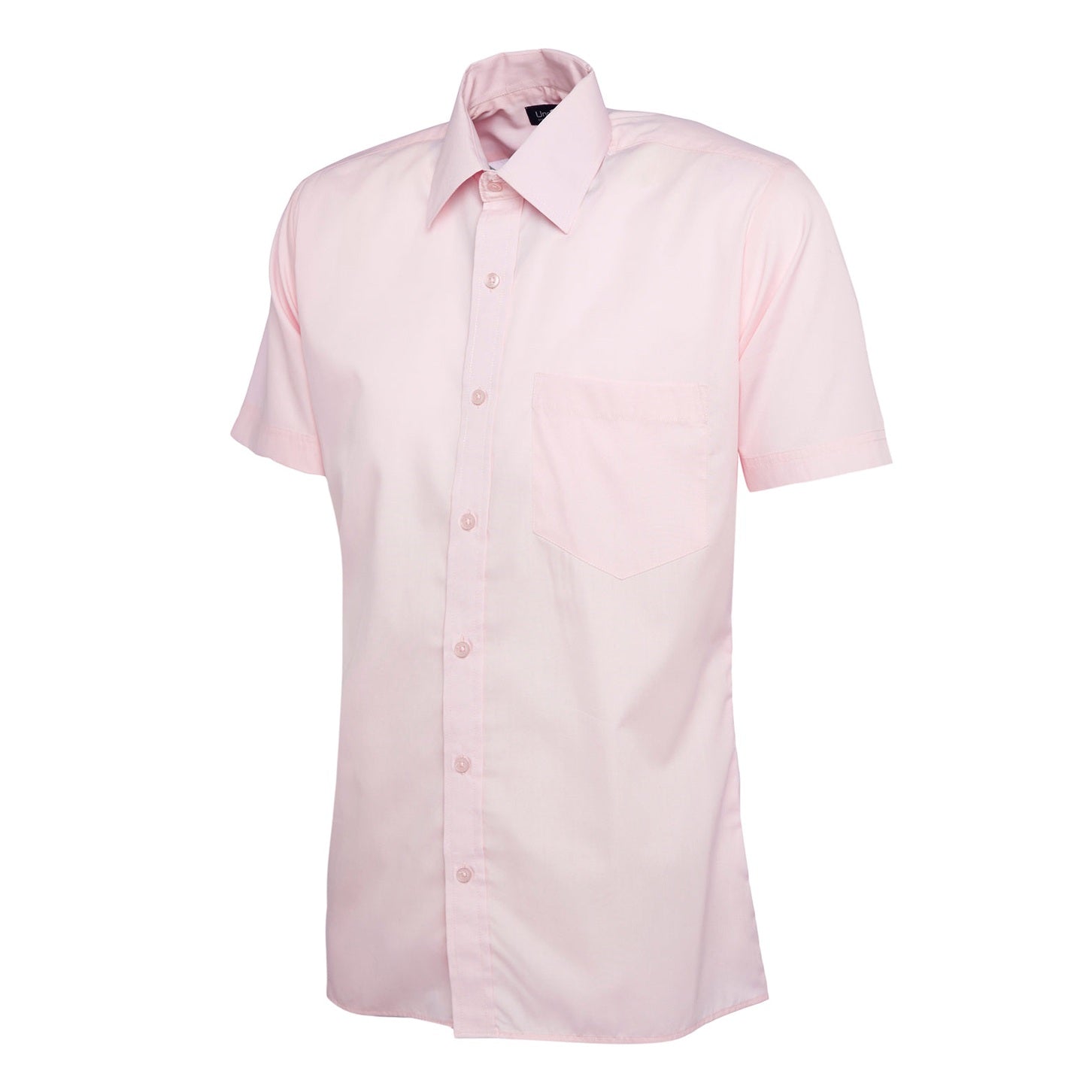 Uneek Mens Poplin Half Sleeve Shirt - Pink Pink