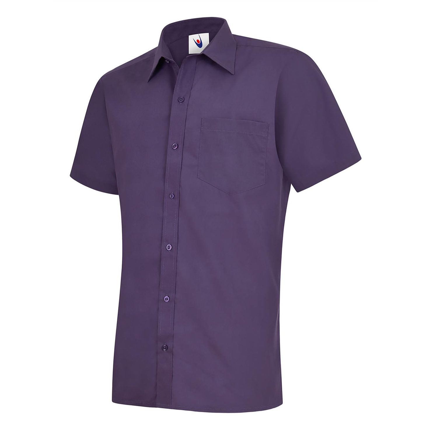 Uneek Mens Poplin Half Sleeve Shirt - Purple Purple