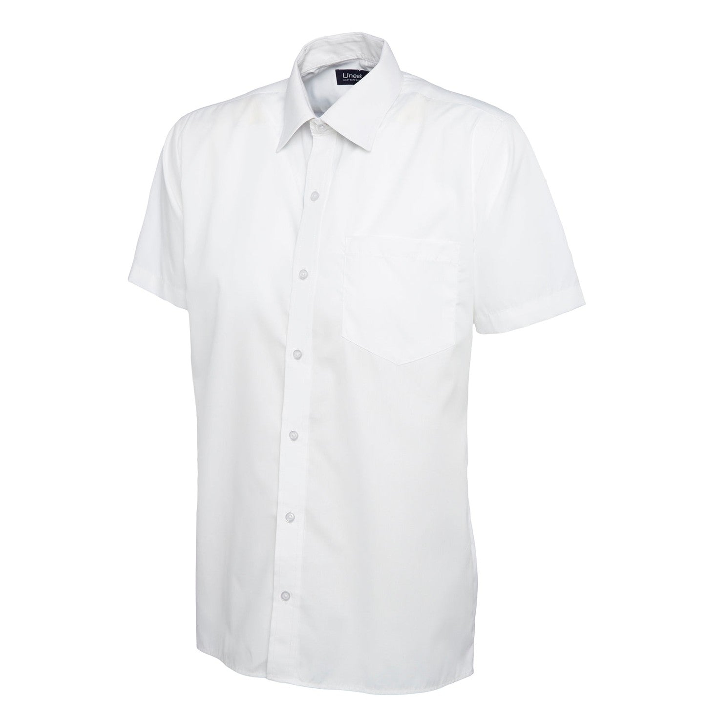 Uneek Mens Poplin Half Sleeve Shirt - White White