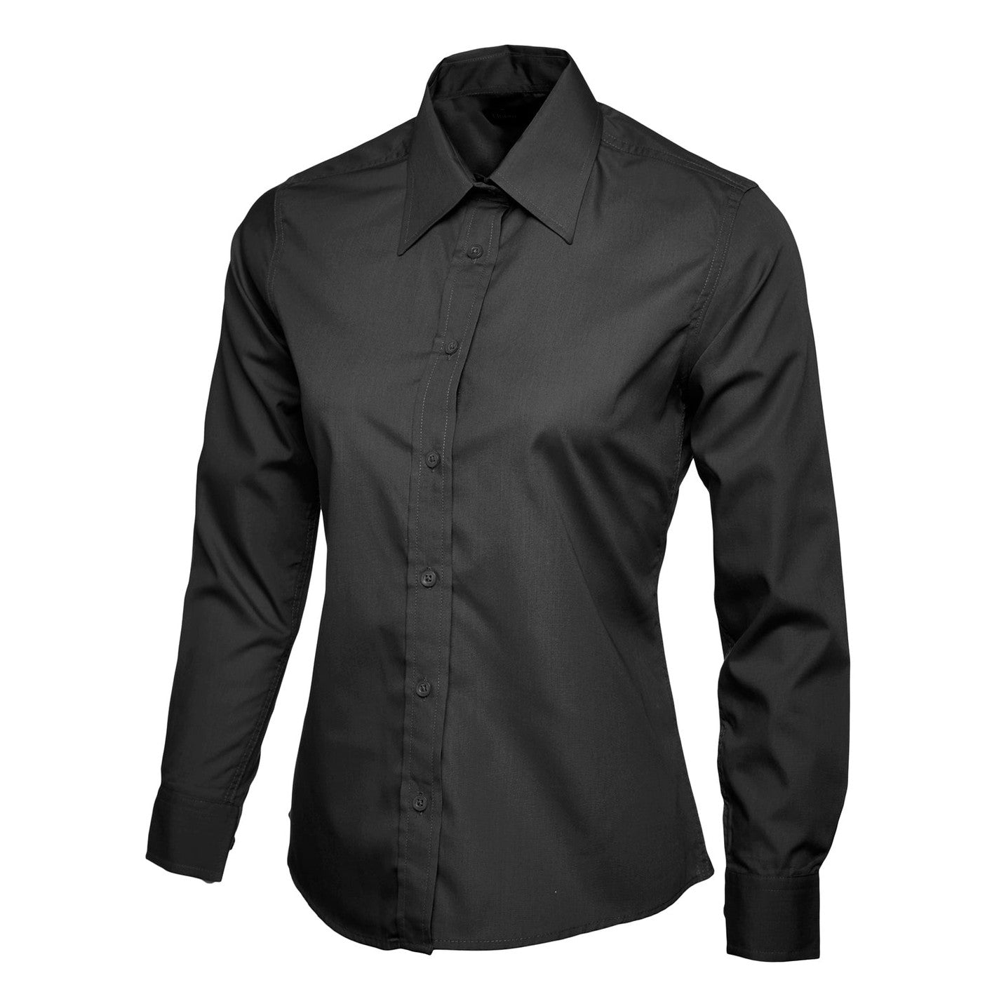 Uneek Ladies Poplin Full Sleeve Shirt - Black Black