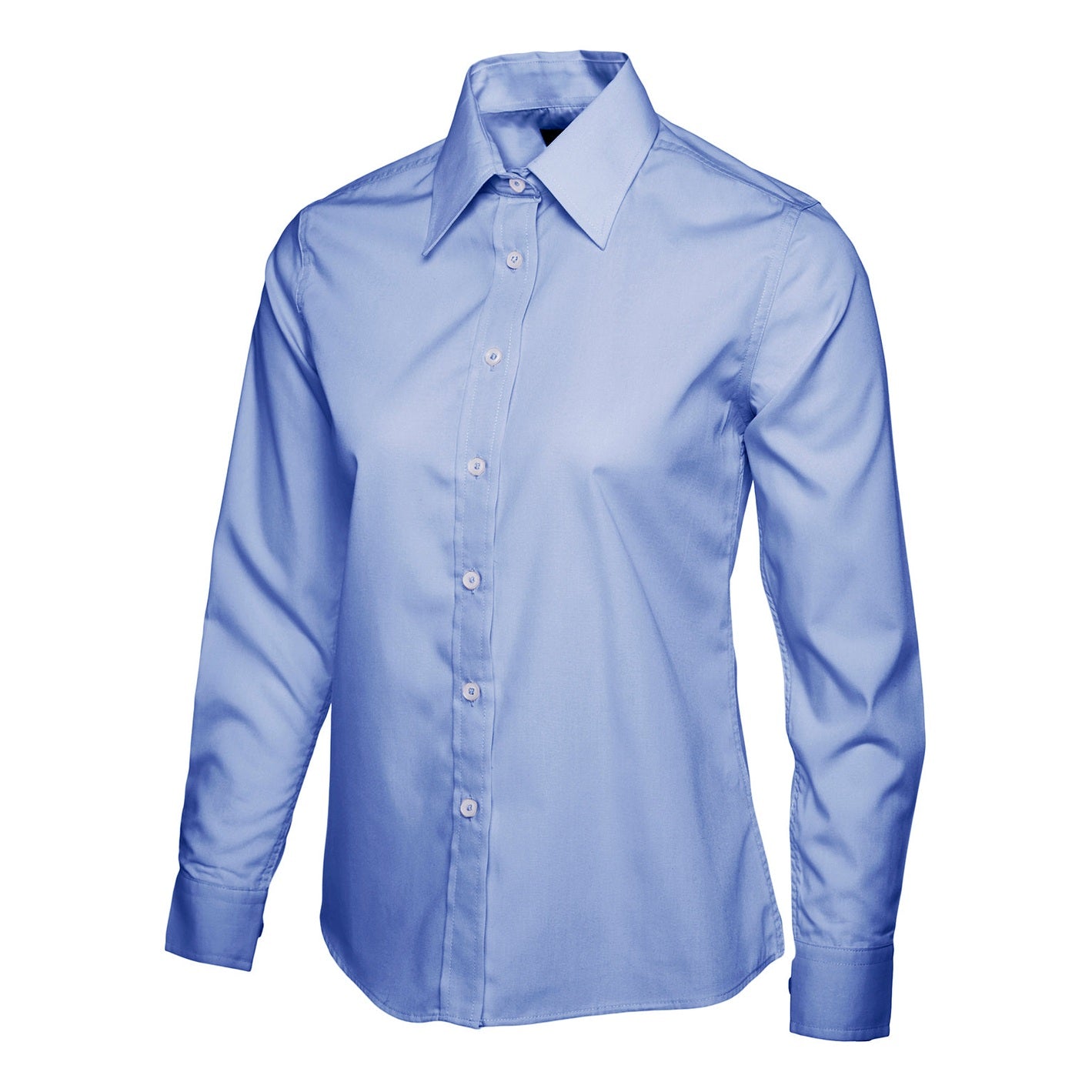 Uneek Ladies Poplin Full Sleeve Shirt - Mid Blue Mid Blue