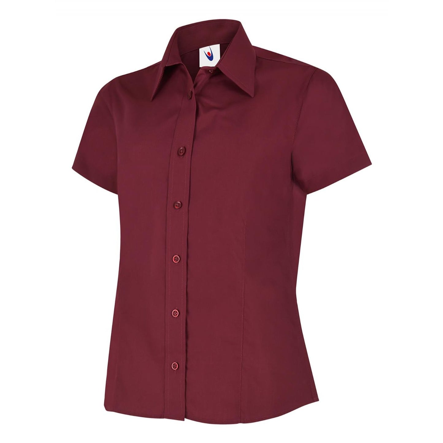 Uneek Ladies Poplin Half Sleeve Shirt - Burgundy Burgundy
