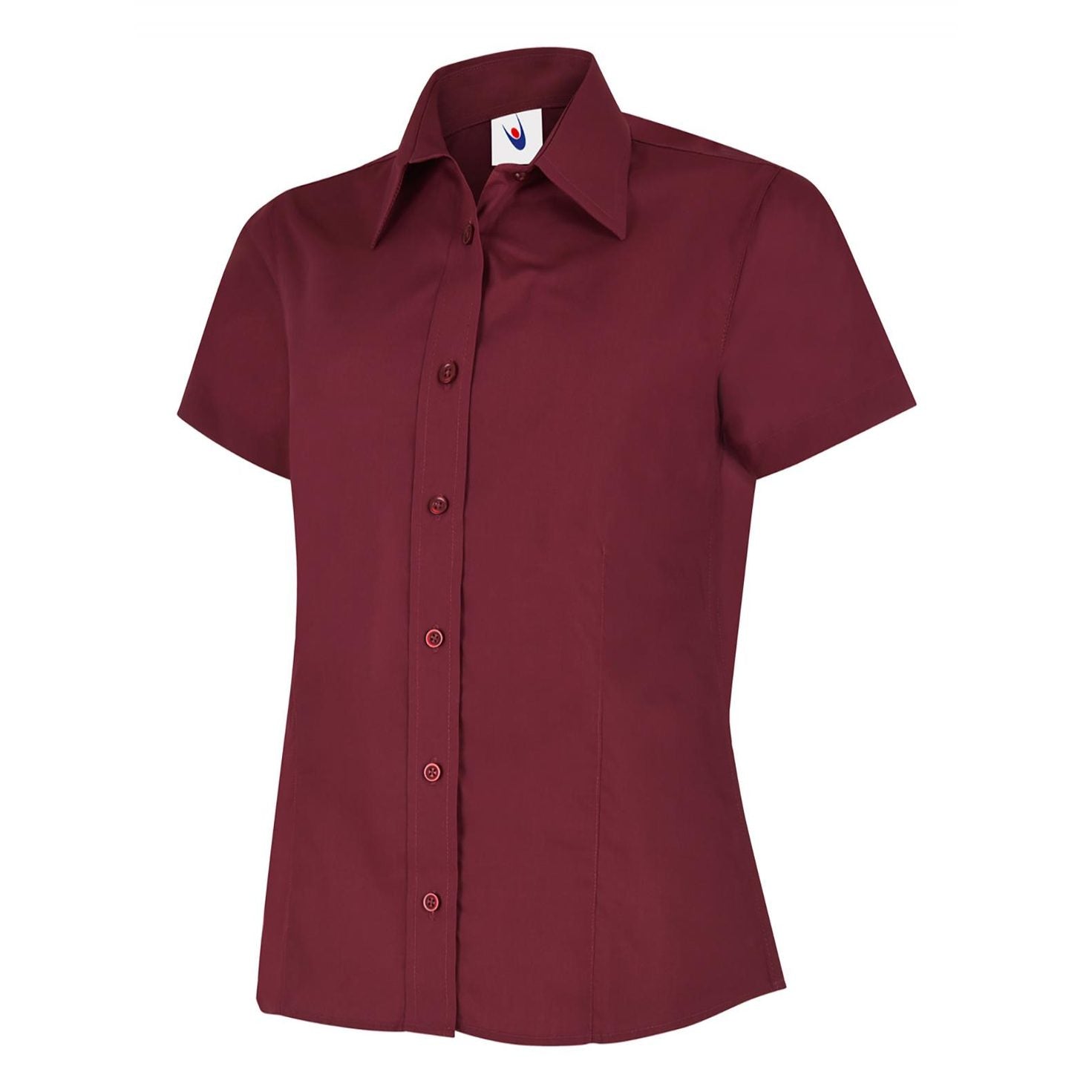 Uneek Ladies Poplin Half Sleeve Shirt - Burgundy Burgundy