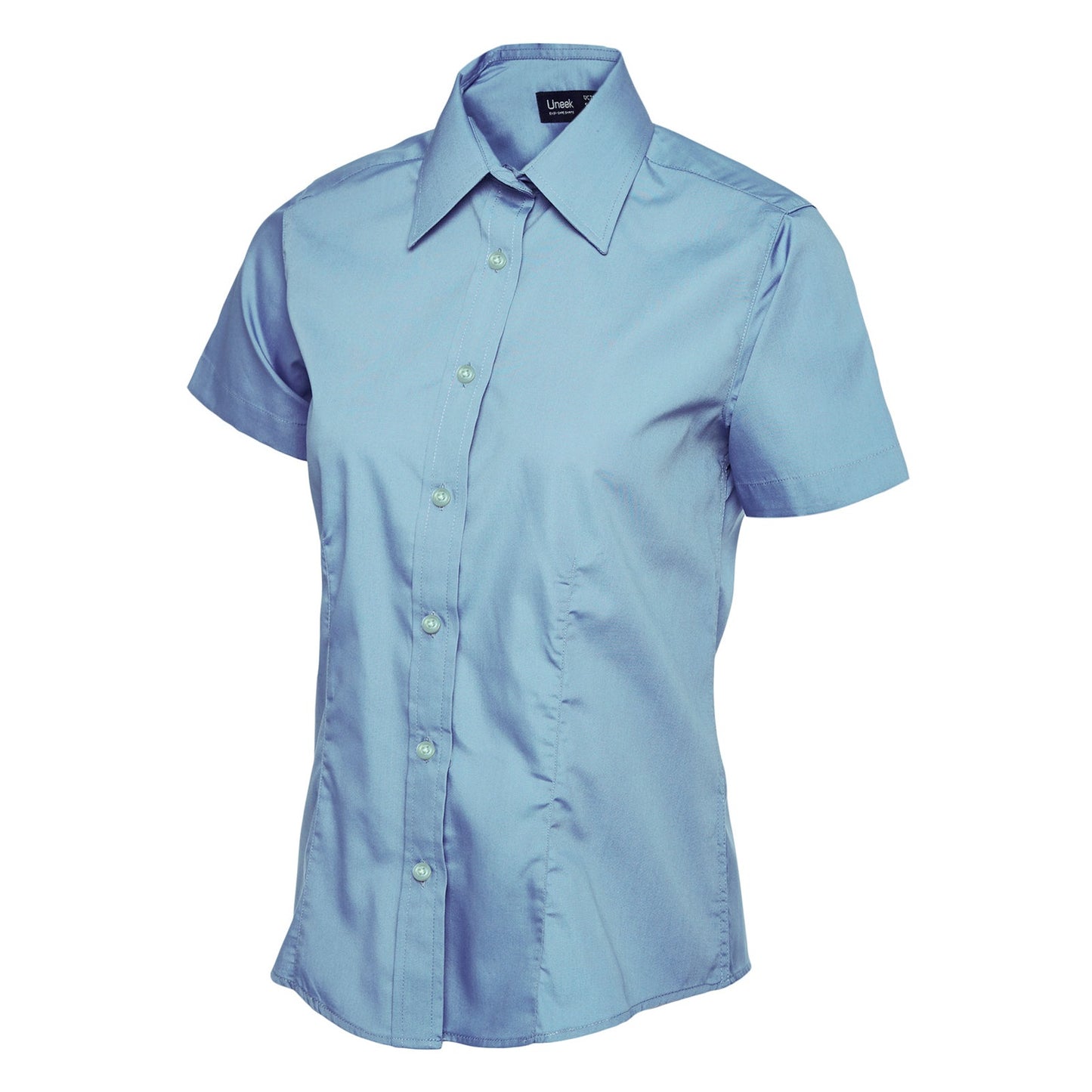 Uneek Ladies Poplin Half Sleeve Shirt - Light Blue Light Blue