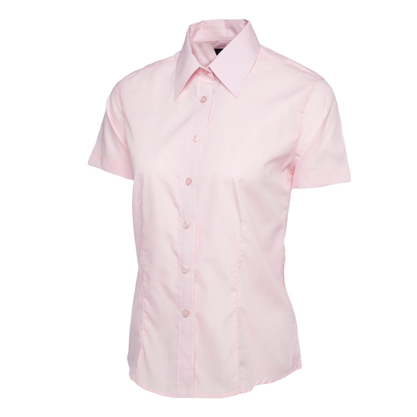 Uneek Ladies Poplin Half Sleeve Shirt - Pink Pink