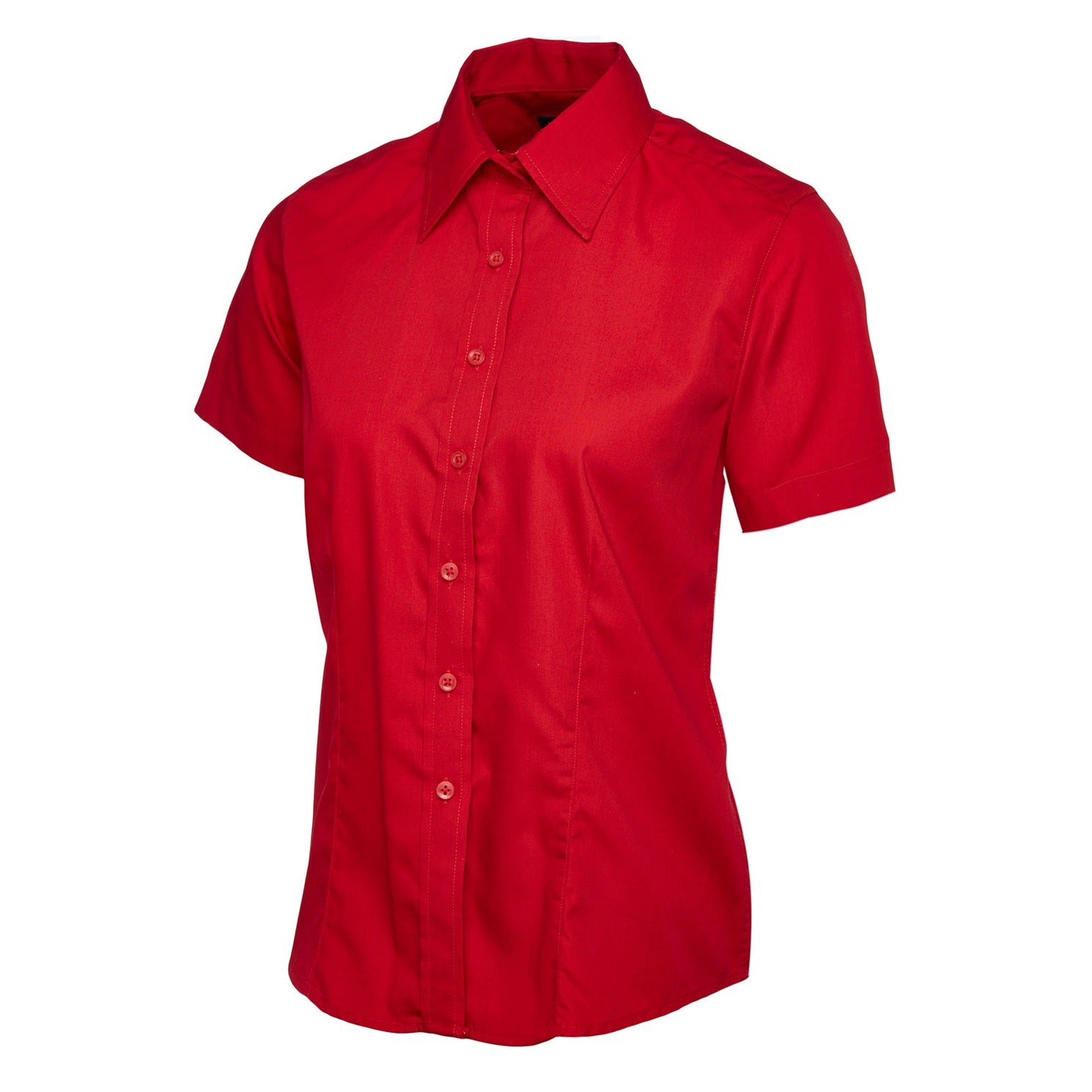 Uneek Ladies Poplin Half Sleeve Shirt - Red Red