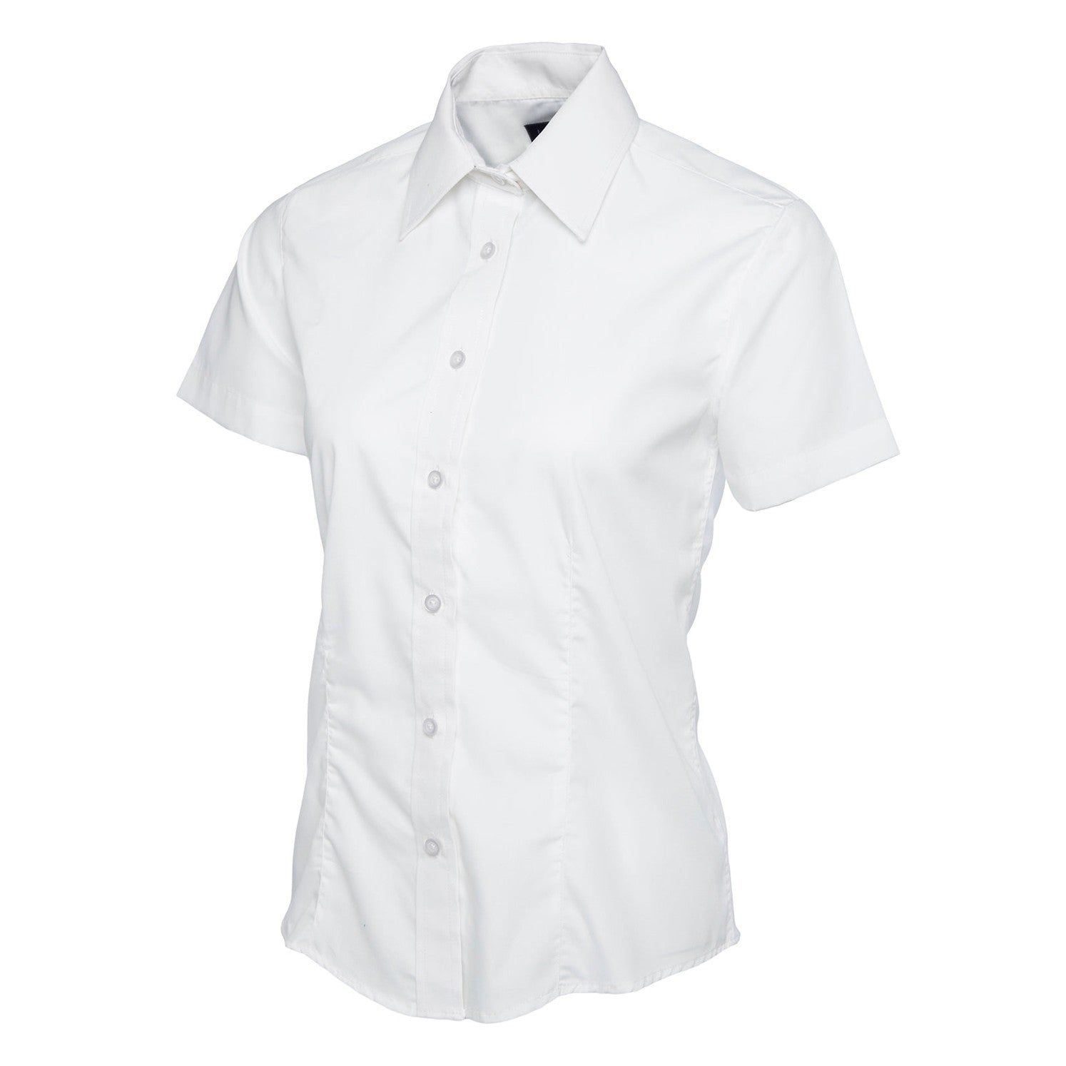 Uneek Ladies Poplin Half Sleeve Shirt - White White