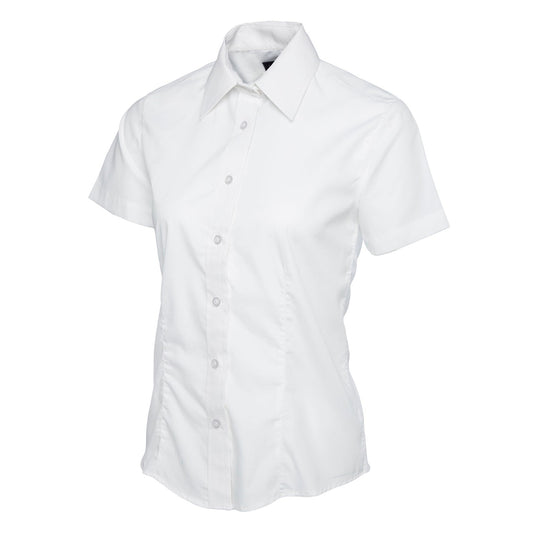 Uneek Ladies Poplin Half Sleeve Shirt - White White