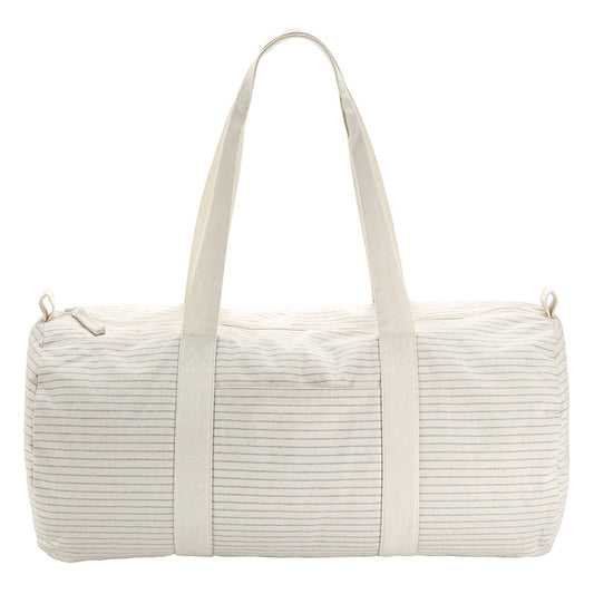 Striped organic cotton barrel bag