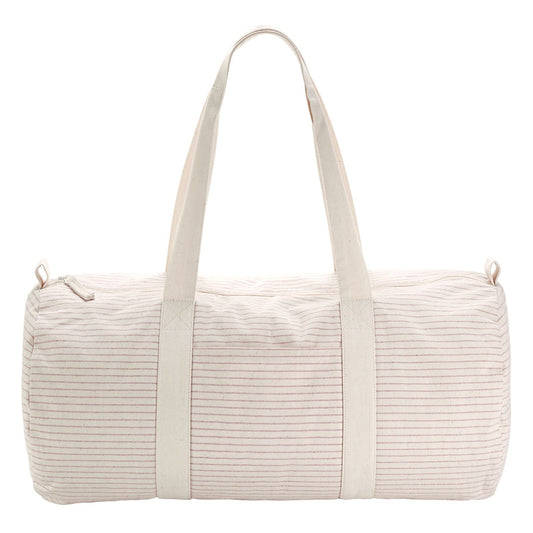 Striped organic cotton barrel bag